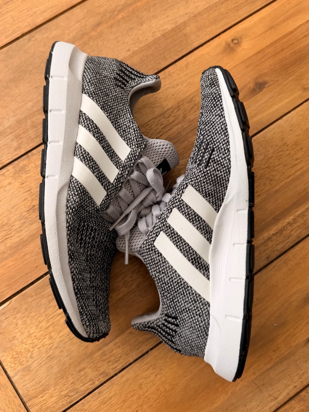 Adidas Swift Run Black and White Knit Sneakers